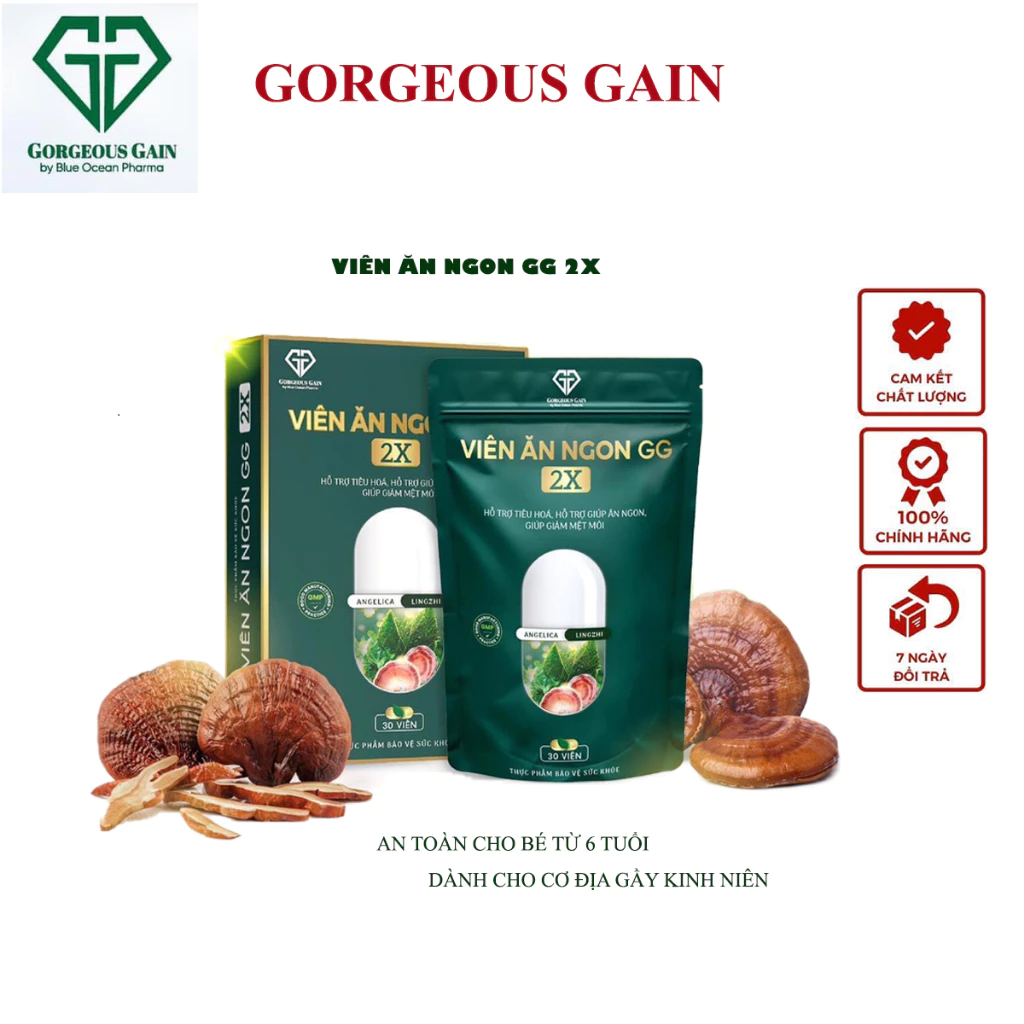 Viên Ăn Ngon GG 2X Chính Hãng Hỗ Trợ Tăng Cân An Toàn Cho Người Cơ Địa Chai Lỳ - Gầy Kinh Niên Và Trẻ Em Từ 6 Tuổi