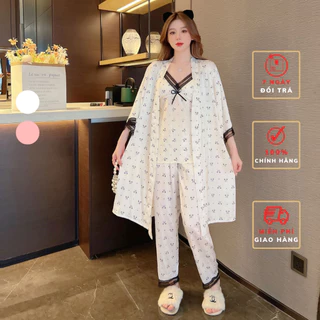 Bộ Đồ Ngủ Pijama Lụa LADY QUEEN Ba Món Cao Cấp - LB05