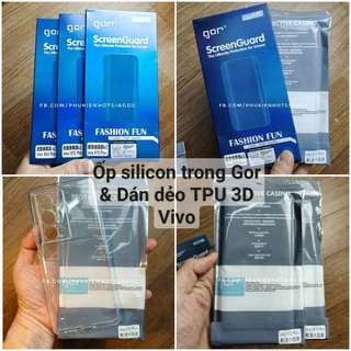 Ốp lưng Silicon trong suốt mỏng & Dán dẻo TPU 3D Gor Vivo X100 / X100 Pro / X70 Pro Plus + / X60 / vivo iqoo 8