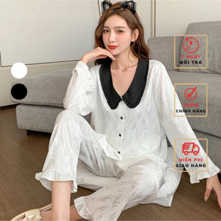 Bộ Đồ Ngủ Pijama Lụa LADY QUEEN Cổ Bèo Cao Cấp - LB15