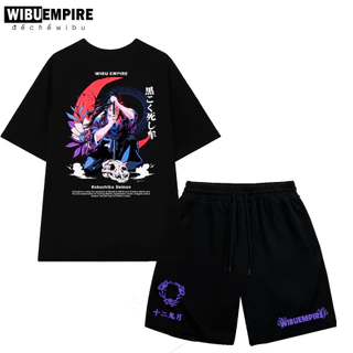 WIBU EMPIRE | Áo Thun + Quần Short Thượng Huyền Nhất Kokushibo | Anime Kimetsu No Yaiba -Unisex form rộng