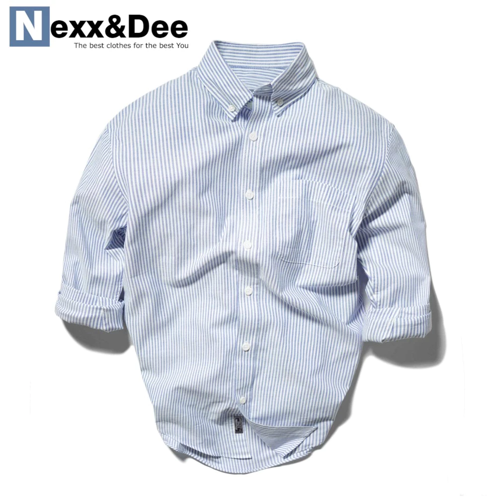 Áo sơ mi nam tay dài kẻ sọc nhỏ vải Oxford công sở denim Nexx&Dee SM06