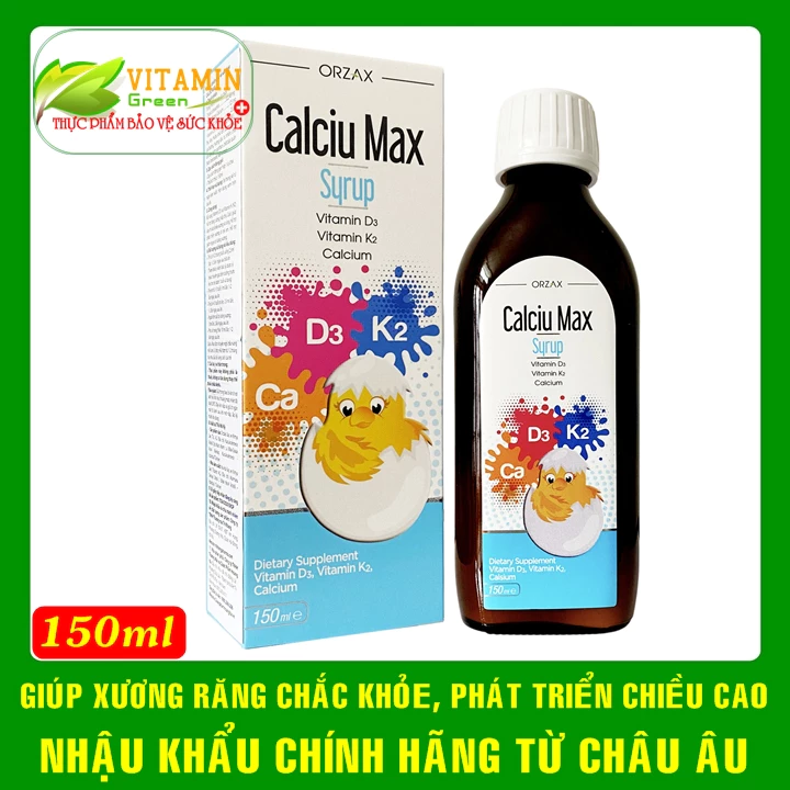 Canxi hữu cơ Calciu Max Syrup giúp bé phát triển chiều cao tối ưu | Nhập khẩu chính hãng từ Châu Âu