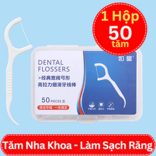 [COMBO 5] Hộp 50 Tăm Chỉ Nha Khoa Chăm Sóc Răng Miệng (Xanh Dương) - Tăm Xỉa Răng Không Gây Đau Nướu, Làm Sạch Kẽ Răng