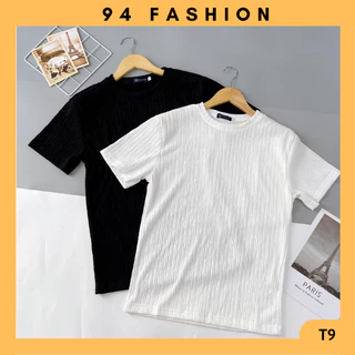 T9 Áo thun nam tay ngắn cổ tròn vải thun xốp thời trang màu trắng màu đen Menswear Top 94 FASHION