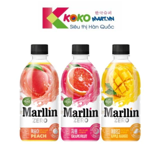 Nước uống Marllin Zero Sugar, Zero Kalo vị bưởi ,đào,xoài, lê, vải chai 500ml