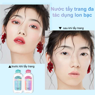 Nước tẩy trang ion bạc làm sạch dưỡng ẩm sâu dành cho da dầu da mụn và da khô cân bằng da làm Dịu Da 400ml