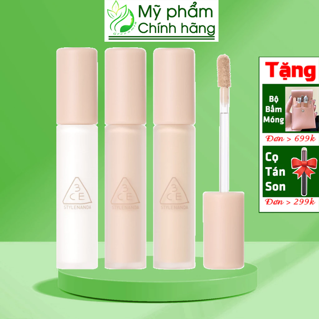 Kem Che Khuyết Điểm 3CE SKIN FIT COVER LIQUID CONCEALER Light Ivory Soft Medium 5.2g [CHÍNH HÃNG]