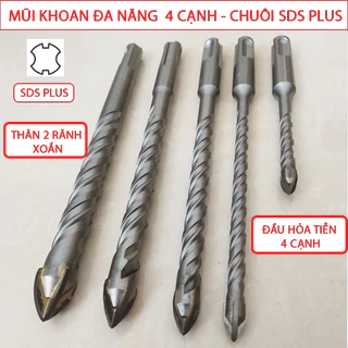 Mũi Khoan Đa Năng Đầu 4 Cạnh Chuôi Gài SDS Plus