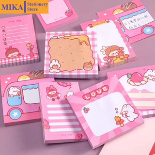 Giấy note MIKA mẫu cute hoạt hình màu hồng, giấy ghi chú dễ thương nhỏ gọn 50 tờ đồ dùng học tập văn phòng phẩm GN06