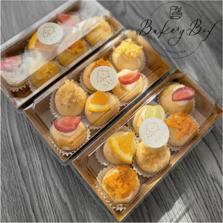 Hộp Giấy Chữ Nhật Màu Nâu Đựng Bánh Custard (E1985 | Set 50)