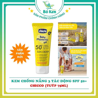 Shop Bố Ken - Kem chống nắng 3 tác động SPF 50+ Chicco [Tuýp 75ml] - Bản Mới