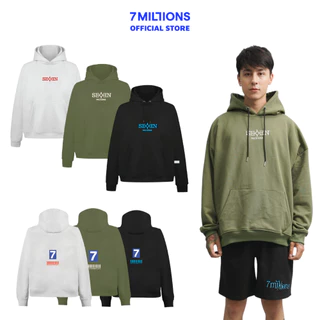 Áo khoác Hoodie 7MILLIONS EMBROIDED LOGO - 3 màu - Vải nỉ da cá - Form Oversized