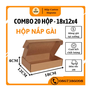 (18x12x4) 20 Hộp Carton Nắp Gài, Hộp Đựng Quà, Đựng Quần Áo, Phụ Kiện 3 lớp Sóng E