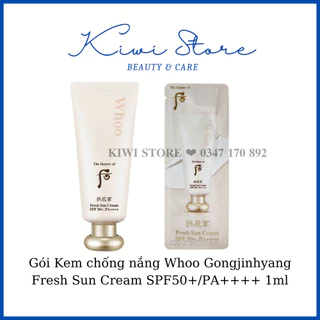 Gói Kem chống nắng Whoo Gongjinhyang Fresh Sun Cream SPF50+/PA++++ 1ml_Chống nhăn da