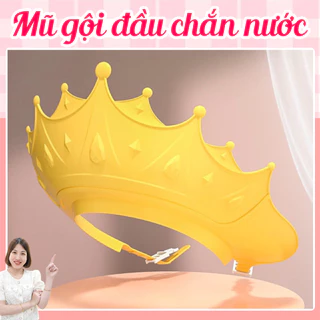 Mũ gội đầu chắn nước bảo vệ tai và mắt hình vương miện, nón tắm có thể điều chỉnh vòng đầu