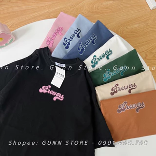 Áo Thun 3158 In Chữ BREWERS Form Rộng Unisex Chất Cotton Khô Loại 1, Thoáng Mát, Thấm Hút Mồ Hôi - GUNN