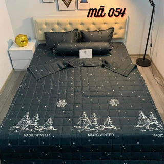 Trọn bộ 5 món chăn ga gối Cotton Poly chăn hè tone màu sáng cute - Nguyệt Ánh Bedding - đủ size - Thông Đen, Hoa, Lá,..