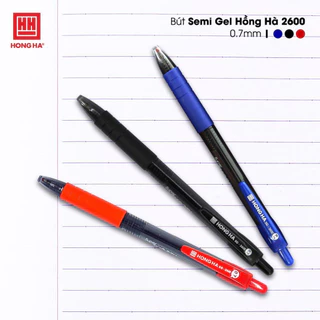 Bút Semi Gel Hồng Hà 2600 Ngòi 0.7mm Siêu Êm (Xanh / Đỏ / Đen)