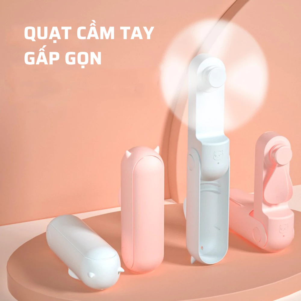 Quạt Tích Điện Mini Cầm Tay Gấp Gọn 3 Chế Độ Gió, Tích Hợp Sạc Dự Phòng Điện Thoại, Dung Lượng Pin 2000mAh - SOFISTORE