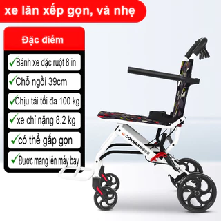 Xe lăn đẩy người già gấp gọn đơn giản