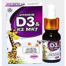 Vitamin D3 K2 Mk7 nhỏ giọt giúp bé hấp thụ canxi (10ml/ lọ)