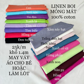 Vải Lót Linen boi- linen  Lót Mỏng nhiều 20 màu , vải Mỏng làm lót chất liệu 100% cotton