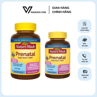 Vitamin Tổng Hợp Cho Mẹ Bầu Nature Made Prenatal Folic Acid + DHA - VINAQUICK