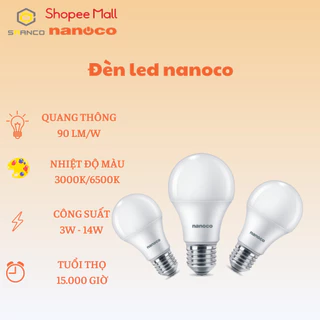 Đèn led Bulb tròn Nanoco E27 hiệu suất cao - An toàn cho mắt