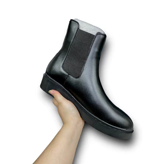 Giày da nam Chelsea Boot Classic chất da trơn nhẵn, độ bóng nhẹ, đế cao su đúc tăng 3cm chiều cao được khâu chắc chắn