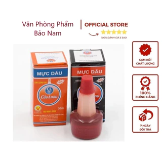 Mực Dấu Cửu Long (30ml) Không Phai Màu Khi Gặp Nước, có màu xanh, đen, đỏ