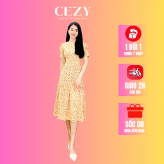 Đầm xòe hoa cổ tròn tay phồng có size bigsize CEZY D63