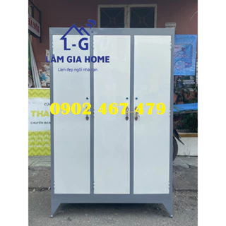 [Mã LIFEBKA5 giảm 10% tối đa 1 Triệu đơn 500k] Tủ sắt 3 cánh không gương màu xám siêu sang - 1m8x1m2x45 new