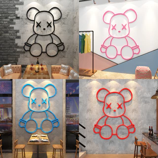 Tranh Mica 3d Dán Tường Gấu KAWS Trang Trí Tường Cửa Hàng, Quán Ăn, Trà Sữa, Chill