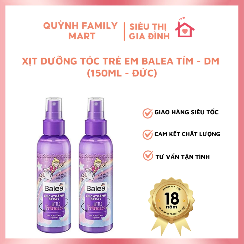 Xịt dưỡng tóc trẻ em Balea tím - dm (150ml - Đức)
