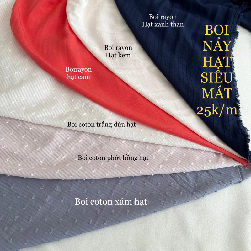 Vải Thô Boi Nảy hạt- Lanh boi- Mềm Mại May áo- May Váy- Mẹ và Bé