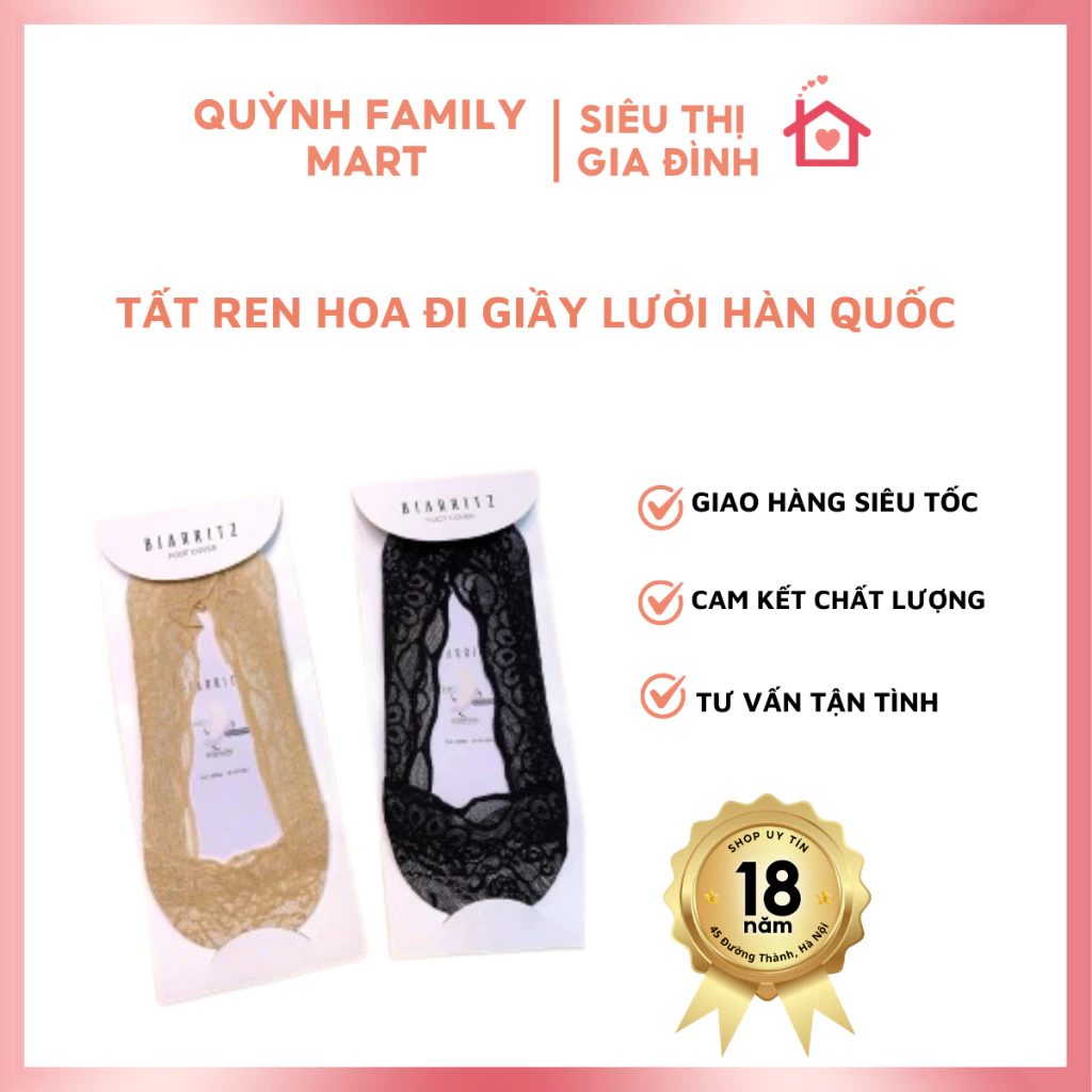 Tất ren hoa đi giầy lười hàn quốc