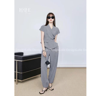 Set bộ kẻ công sở kiểu dáng trendy ( gồm áo + quần) - S754 - Design by Lolie