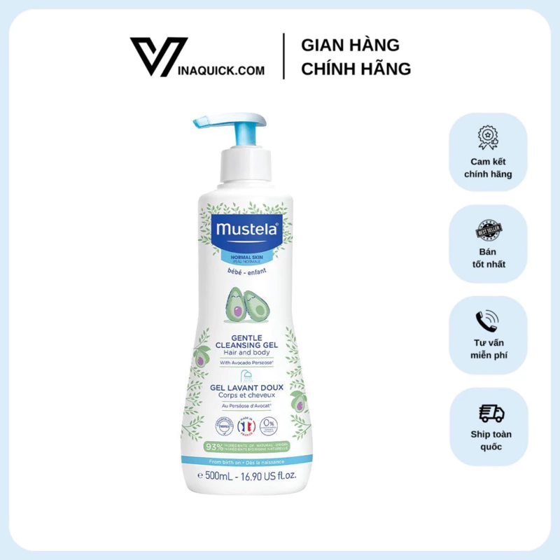 Sữa Tắm Gội Da Thường Mustela Gentle Cleansing Gel 500ml - VINAQUICK