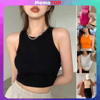 Áo Croptop Ba Lỗ Nữ NGƯỢC Trơn MEMOTOP Mặc Phối Khoác Sơ Mi, Áo CRT Kiểu nữ thun gân chất tốt mềm mát