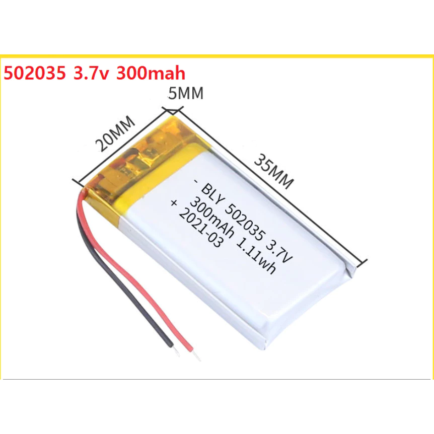 Pin sạc LiPo 3.7V 300mAh 502035 Thiết bị điện tử Mp3 MP4 MP5 GPS PSP Bluetooth