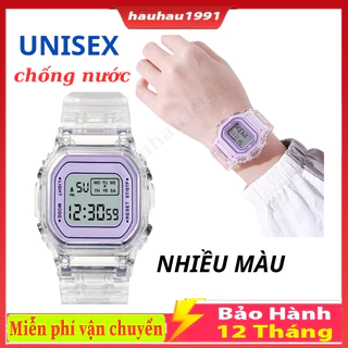 Đồng hồ Điện tử thời trang Unisex Sport dây cao su trong suốt mặt điện tử đa năng, Chống nước, Bảo Hành 12 Tháng