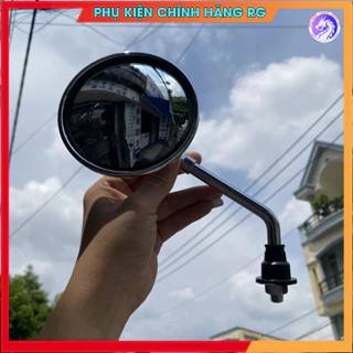 gương chiếu hậu xe máy tròn cầu lồi size lớn cán sắt nhựa xi inox trắng