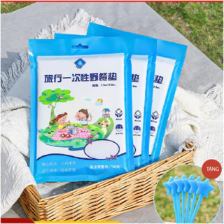 Thảm Picnic Dã Ngoại Dùng 1 Lần- Tấm Trải Đi Picnic, Cắm Trại, Ăn Uống Ngoài Trời (Tặng Kèm 6 Ghim Cố Định Thảm)