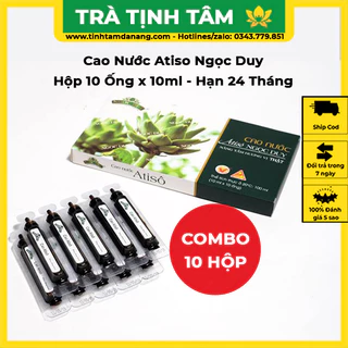 Combo 10 cao nước atiso Ngọc Duy Đà Lạt cao cấp hộp 10 ống x 10 ml nguyên chất giúp thanh nhiệt, giảm mụn, giải độc gan