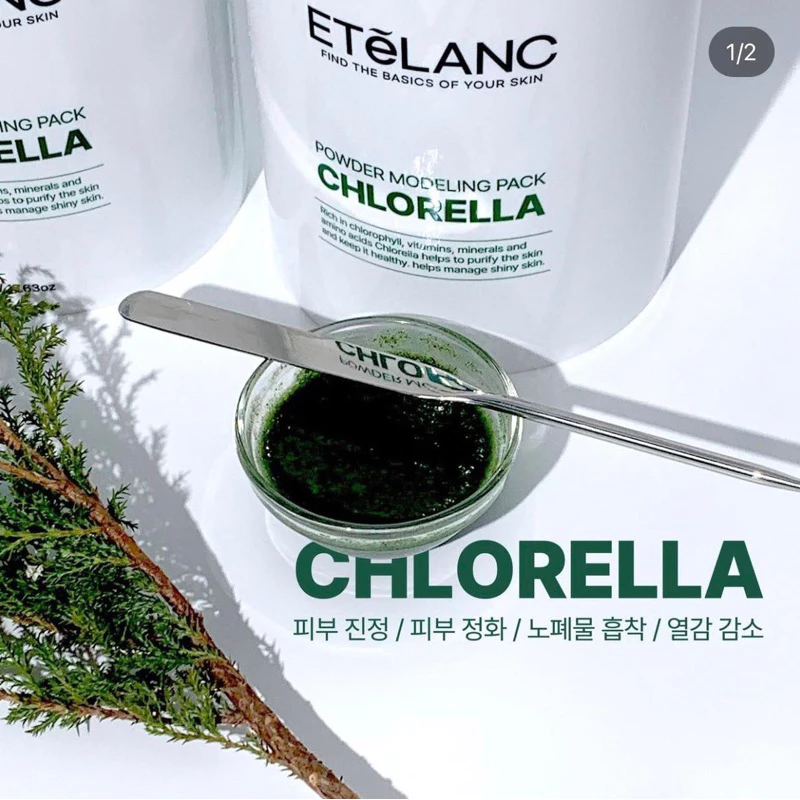 Mặt nạ tảo biển xanh Etelanc CHLORELLA POWDER - dịu da , giãm mụn mờ thâm siêu phục hồi