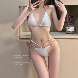 Bikini LUHAZO đi biển nữ sexy quyến rũ áo có mút đính đá sang chảnh phối dây quấn hot hit 2023 vải đẹp X12-36 D8T2