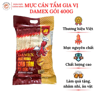 Mực cán tẩm gia vị Damex gói 400g, đồ ăn vặt thơm ngon nguyên chất