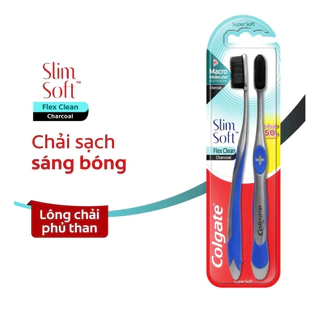 Bàn chải đánh răng Colgate than hoạt tính kháng khuẩn Slimsoft Flex Clean Charcoal nguyên khối