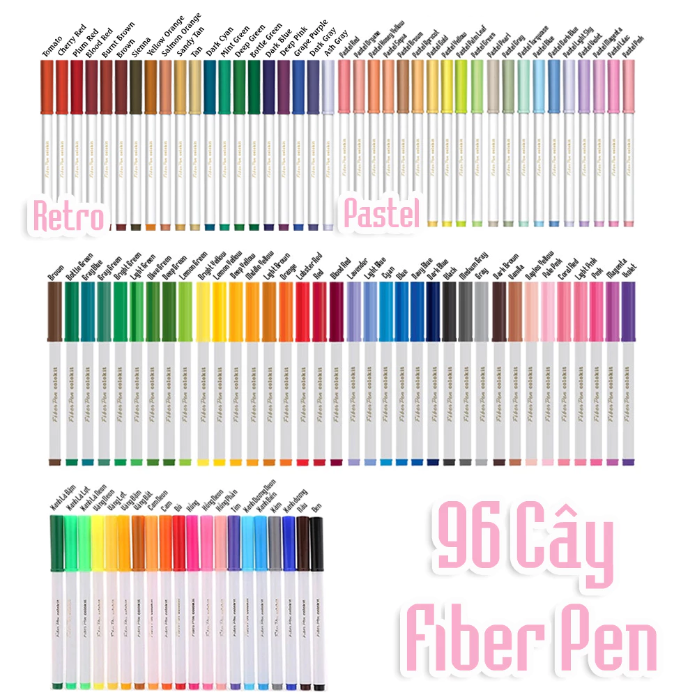 Bút lông màu Fiber Pen Thiên Long Colokit - Combo bút lông màu 40/56/76 cây, ngòi cao cấp, dễ dàng rửa sạch, an toàn